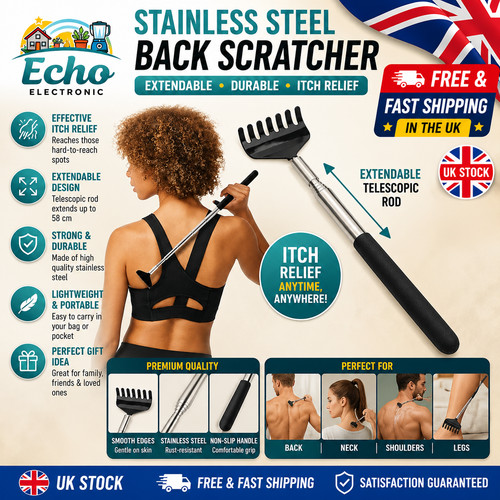Stainless steel back scratcher - stainless,